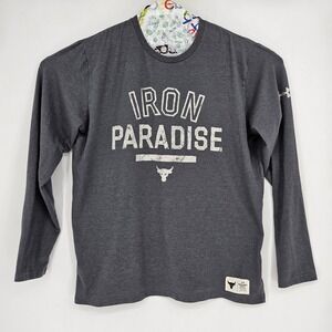 Under Armour Project Rock Shirt Mens XL Iron Paradise Gray Long Sleeve